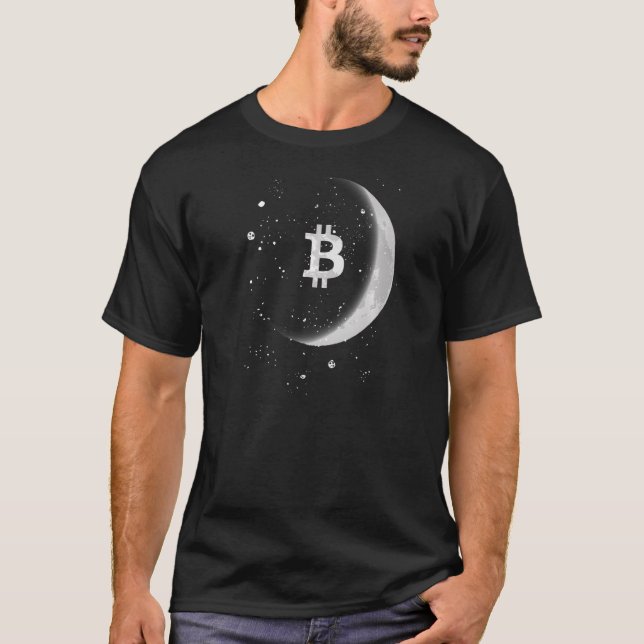 Camiseta Bitmoney Moon aumentando Lua BTC Stacking Sats Bit (Frente)