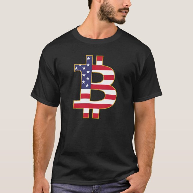 Camiseta Bitmoney USA Flag - Btc Crypto (Frente)