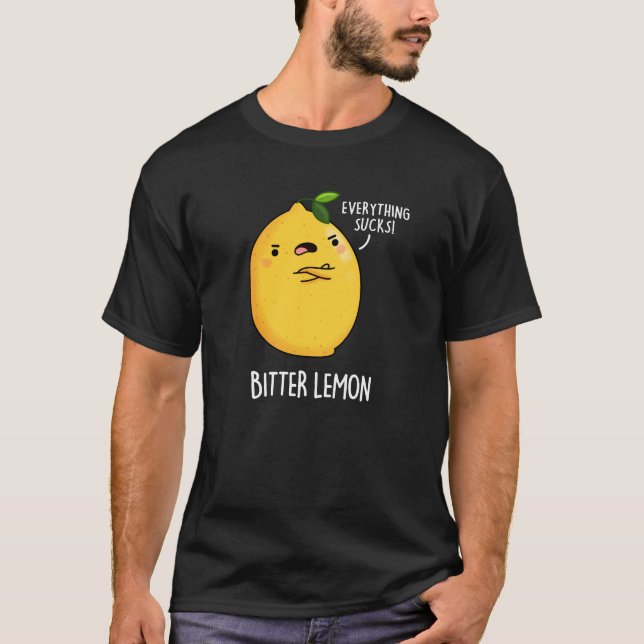 Camiseta Bitter Lemon Engraçado Fruta Pun Escuro BG (Frente)