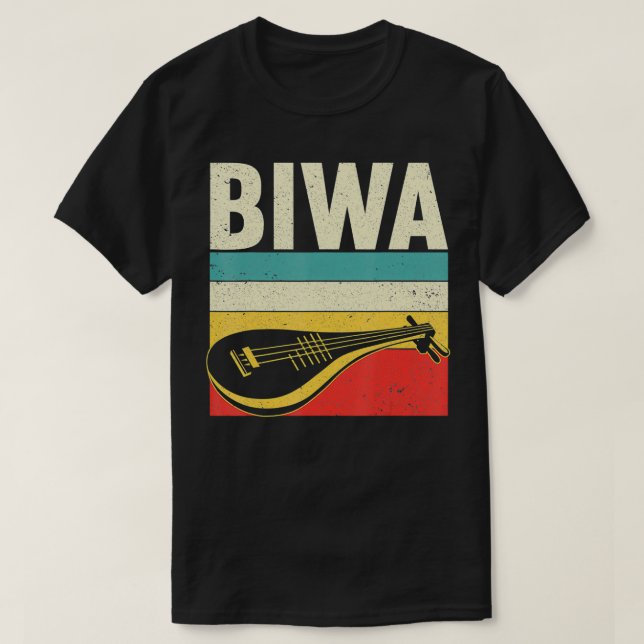 Camiseta BIWA Asia Retro Instrumento Design de Música  (Frente do Design)