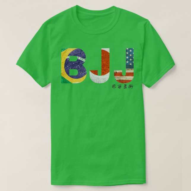 Camiseta BJJ com Brasil Japão e bandeira dos EUA (Frente do Design)