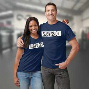 Camiseta BJJ Jiu Jitsu Submissão Azul E Branco