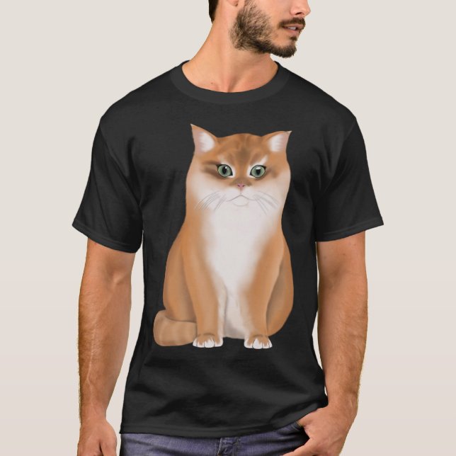 Camiseta BKH British Short Hair Cat Ouro Preto Sombreado (Frente)