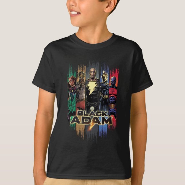 Camiseta Black Adam Characters In Stripes Graphic (Frente)