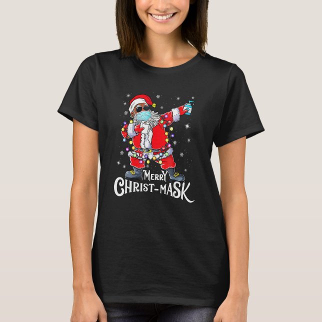 Camiseta Black African American Christmas Dabbing Santa Wea (Frente)