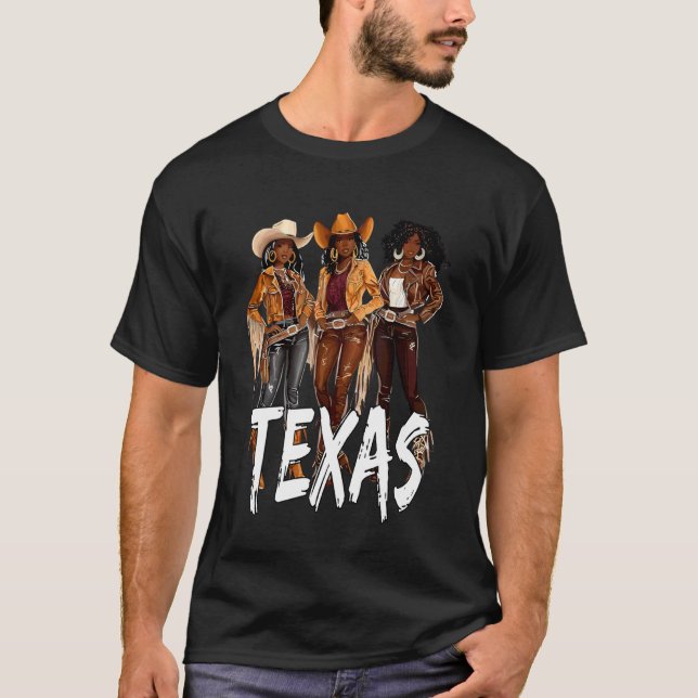 Camiseta Black African American Cowgirl Western Country Tex (Frente)