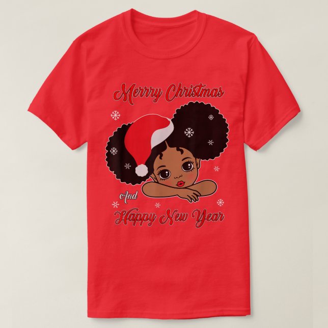 Camiseta Black African American Santa Christmas Melanin Gir (Frente do Design)