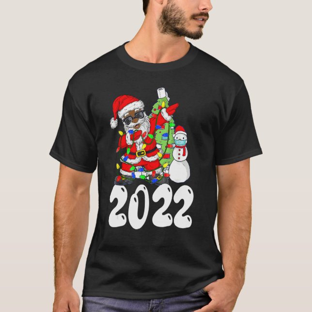 Camiseta Black African American Santa Claus Christmas pajam (Frente)