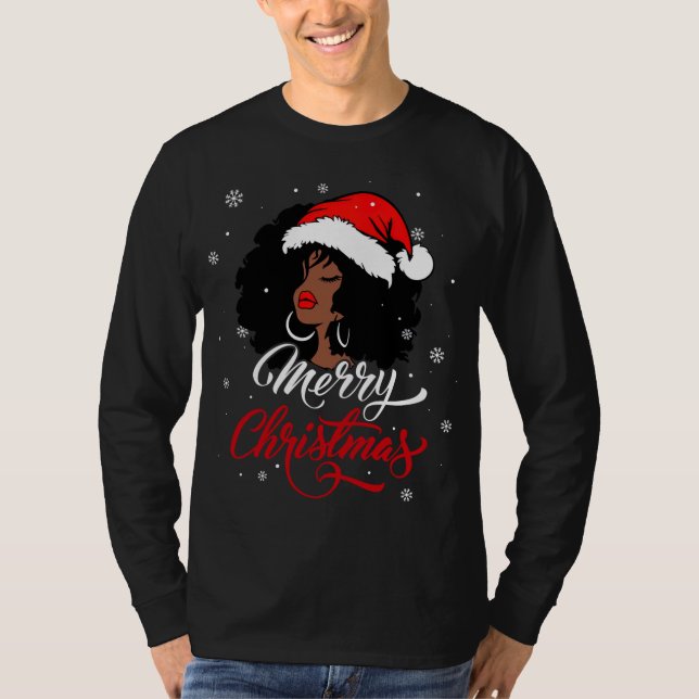 Camiseta Black African Girl American Papais noeis Christmas (Frente)