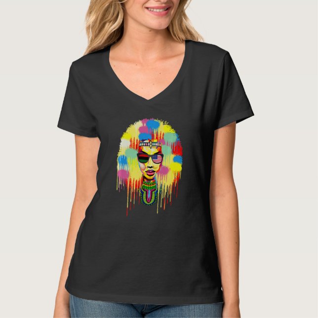 Camiseta Black Afro Natural Hair Melanin Queen Black Histor (Frente)