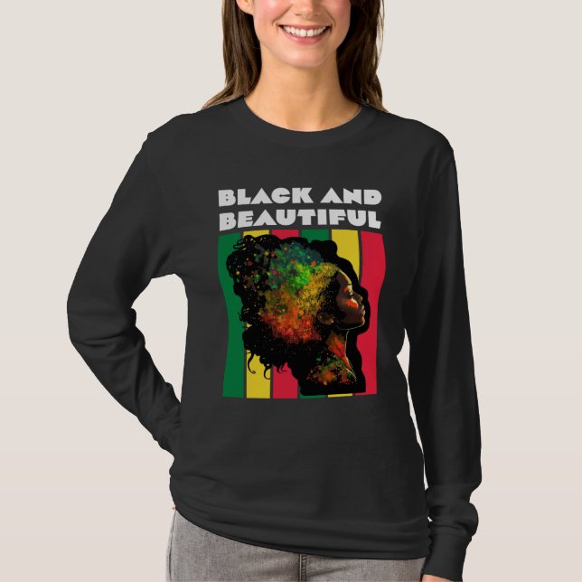 Camiseta Black and Beautiful Woman Teacher Black History Mo (Frente)