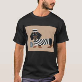 Camiseta Black and Brown Dachshund Treat Thief Jailbird