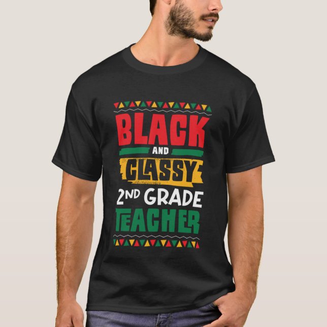 Camiseta Black and Classy 2nd Grade Teacher Black History M (Frente)