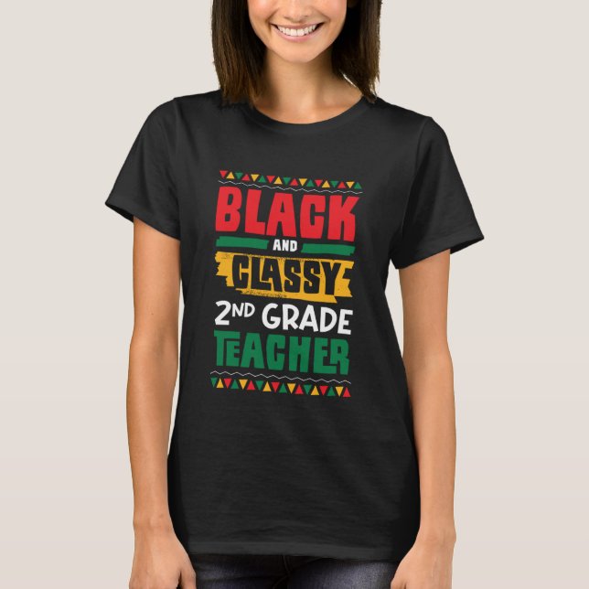Camiseta Black and Classy 2nd Grade Teacher Black History M (Frente)