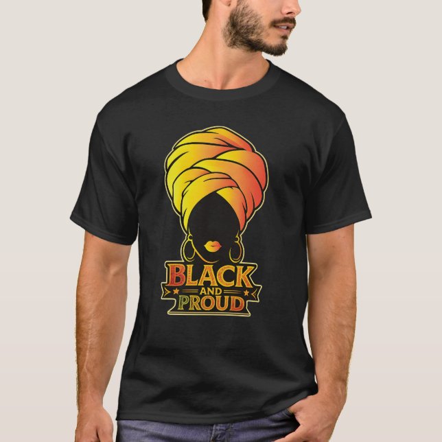 Camiseta Black and Proud – Afro Queen Art (Frente)