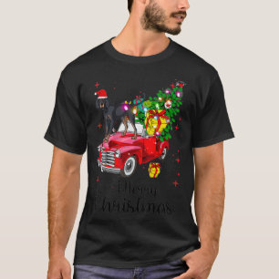 Camiseta Black And Tan Coonhound Rides Red Truck Natal 