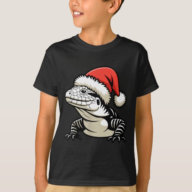 Camiseta Black And White Argentine Tegu Christmas Ugly Xmas (Frente)