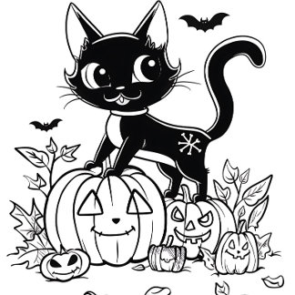 Camiseta Black and White Cartoon Cat