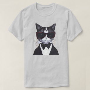 Camiseta Black and White Cat in a Tuxedo and Arco Tie