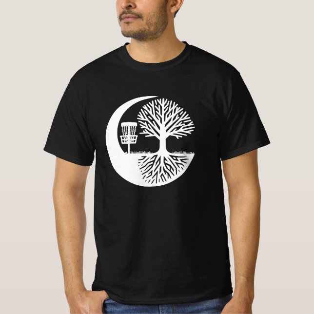 Camiseta Black and white Disc Golf and Tree Roots   (Frente)
