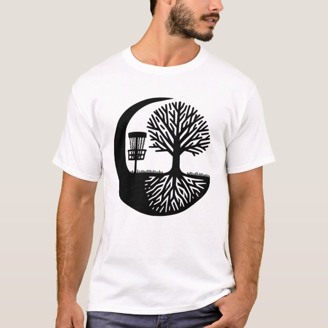 Camiseta Black and White Disc Golf Silhouette  (Frente)
