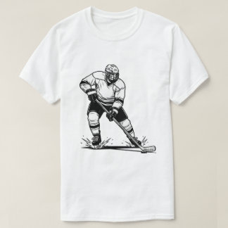 Camiseta Black and White Ice Hockey Player