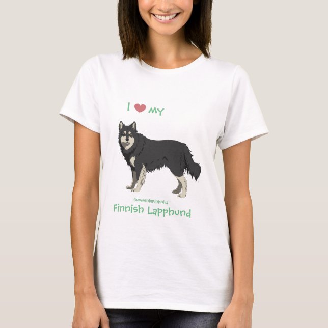 Camiseta Black and white Lapphund finlandesa shirt - (Frente)