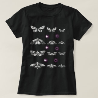 Camiseta Black and White Moth , Butterfly Art