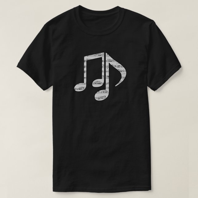 Camiseta Black and White Music Notes Unisex (Frente do Design)