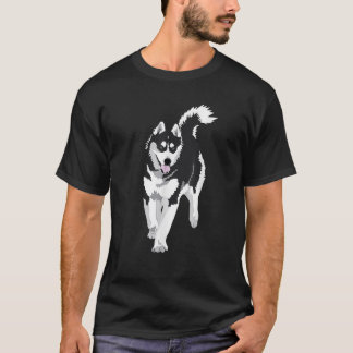 Camiseta black and white Siberian Husky Snow Dog