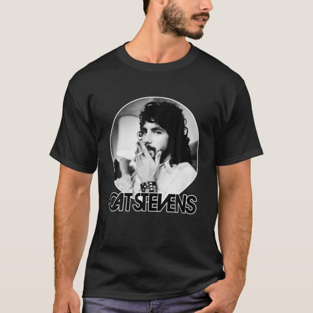 Camiseta Black and White Stevens Design Artes Cats Sin Músi (Frente)