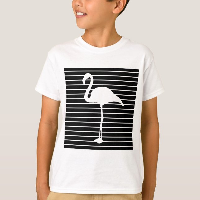 Camiseta Black and White Striped Flamingo (Frente)