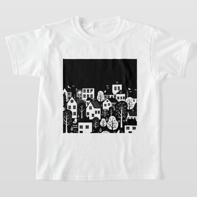 Camiseta Black and white urban illustration (Postura )