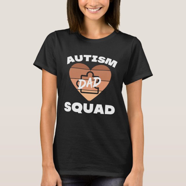 Camiseta Black Autism Dad Squad Autistic Son Kids Neurodive (Frente)