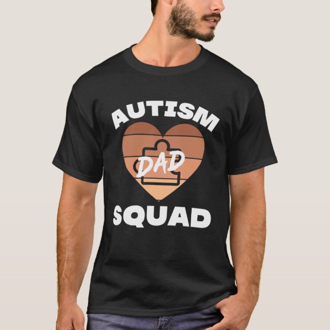 Camiseta Black Autism Dad Squad Autistic Son Kids Neurodive (Frente)