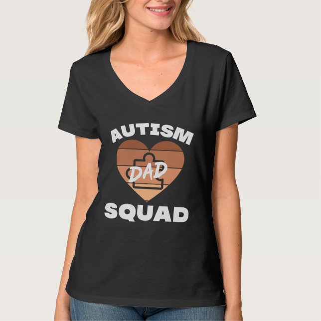 Camiseta Black Autism Dad Squad Autistic Son Kids Neurodive (Frente)