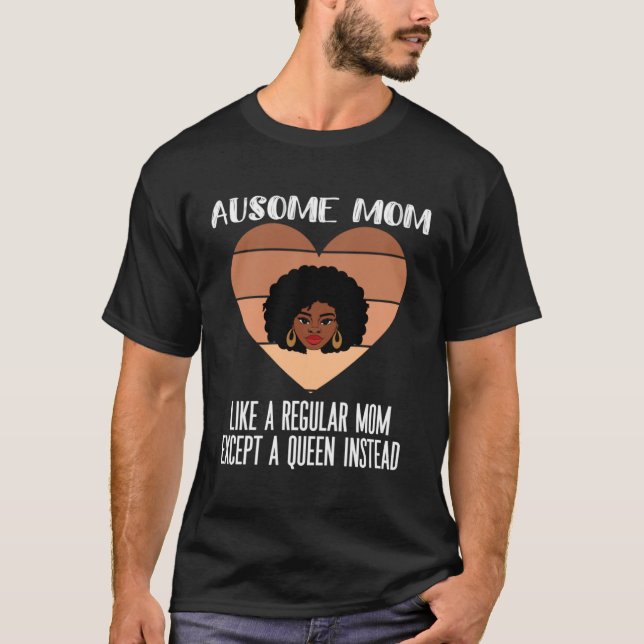 Camiseta Black Autism Mom Ausome Mom Autistic Queen Strong  (Frente)