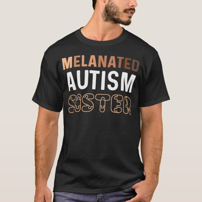 Camiseta Black Autism Sister My Brother Has Autism Proud Pu (Frente)