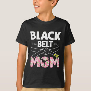 Camiseta Black Belt Mãe Floral Tkd Taekwondo Karate Martial