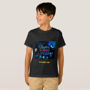 Camiseta Black & Blue Midnight Sparkle Neon Glow Ano Novo