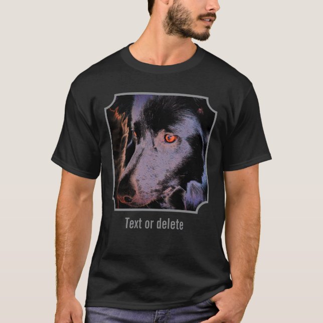 Camiseta Black Border Collie Dog Face Abstract Art (Frente)
