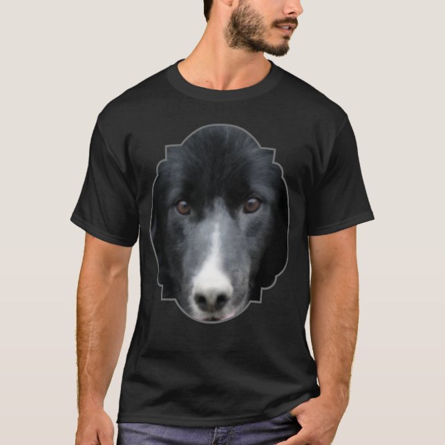 Camiseta Black Border Collie Face Dog  (Frente)