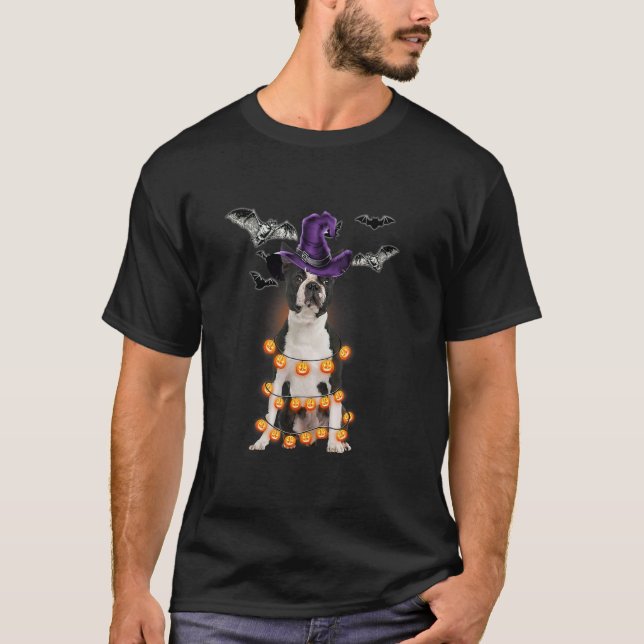 Camiseta Black Boston Terrier Witold Hat Com Bat E Hallow (Frente)
