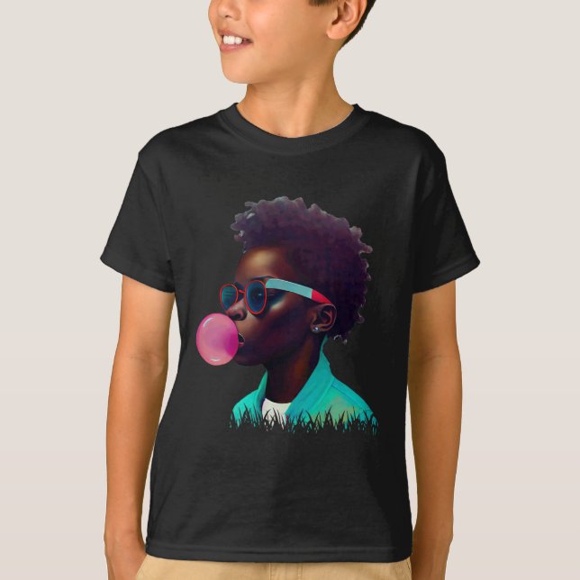 Camiseta Black Boy Joy Bubble Gum Divertido African Melanin (Frente)