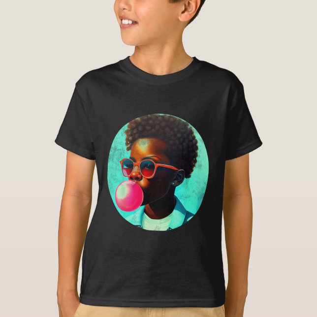 Camiseta Black Boy Joy Bubble Gum Divertido African Melanin (Frente)