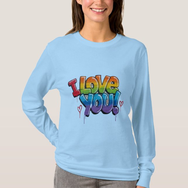 Camiseta Black Brick Wall with Graffiti “I Love You!” (Frente)
