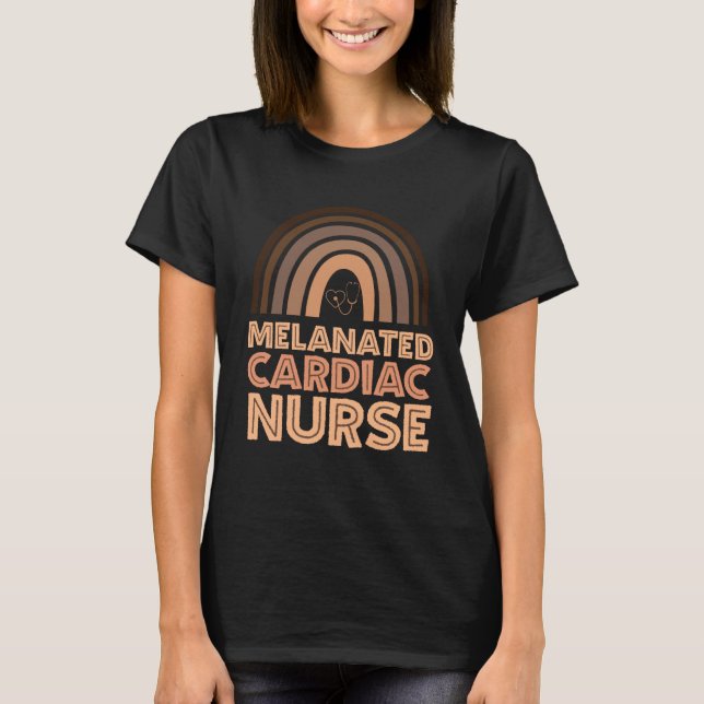 Camiseta Black Cardiac Nurse Melanated Woman Black History  (Frente)