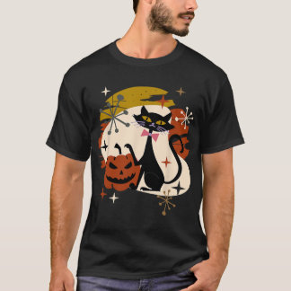 Camiseta Black Cat and Pumpkin Atomic Retro Halloween