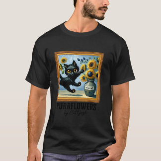 Camiseta Black Cat Art Sunflower Purflower por Cat Gogh C