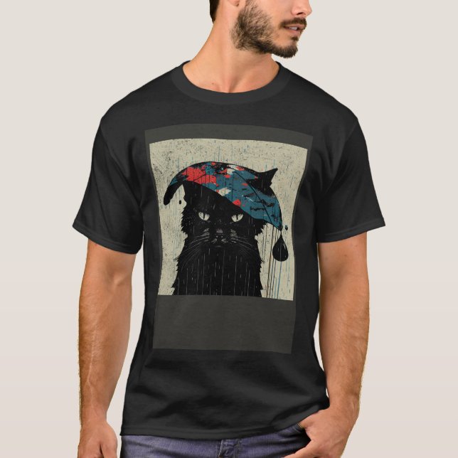 Camiseta Black Cat Baseball Raining (Frente)